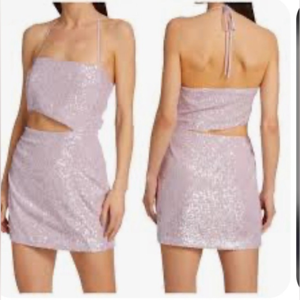 Amanda Uprichard Brinley Sequin Embroidered Cutout Halter Minidress